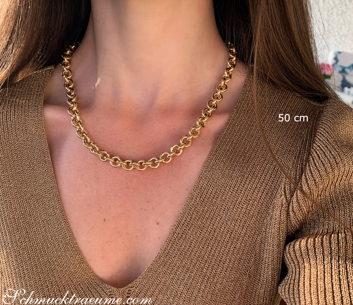 Gold Pur: Auffallende Glieder Kette Collier in Gelbgold 585