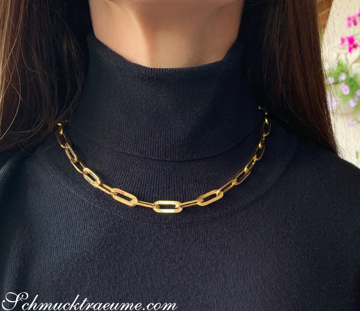 Gold Pur: Extra stattliche Paperclip Halskette in Gelbgold 585