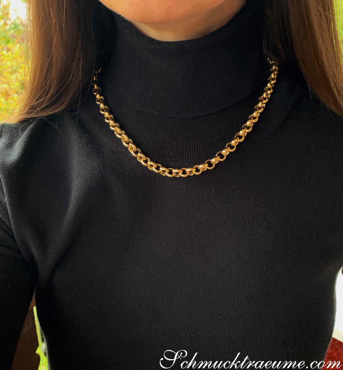 Gold Pur: Stattliche Erbs Kette Collier in Gelbgold 585