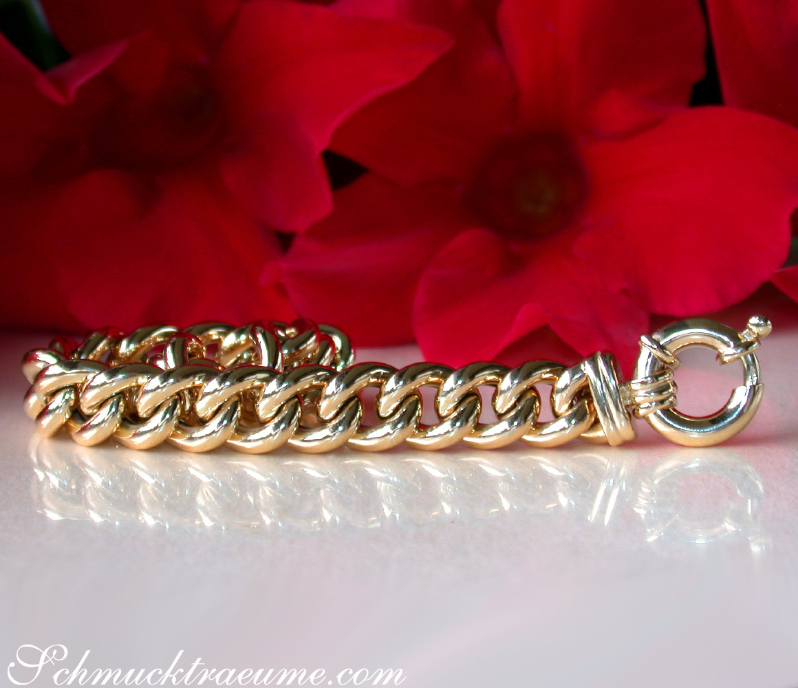 Gold Pur: Stattliches Rundpanzer Armband in Gelbgold 585